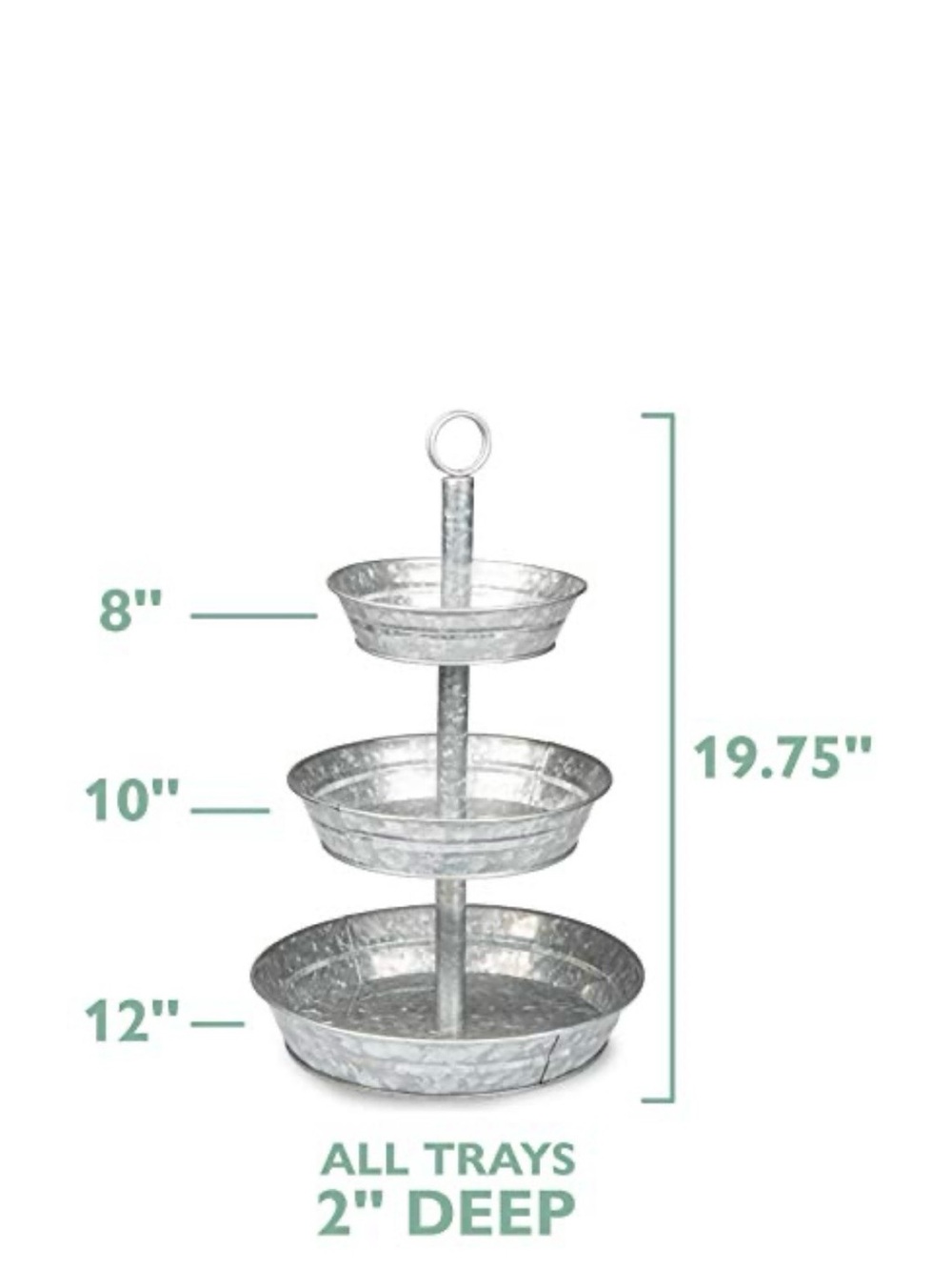 Galvanized Three Tiered Serving Stand - 3 Tier Metal Tray Platter - Picture 13 of 13